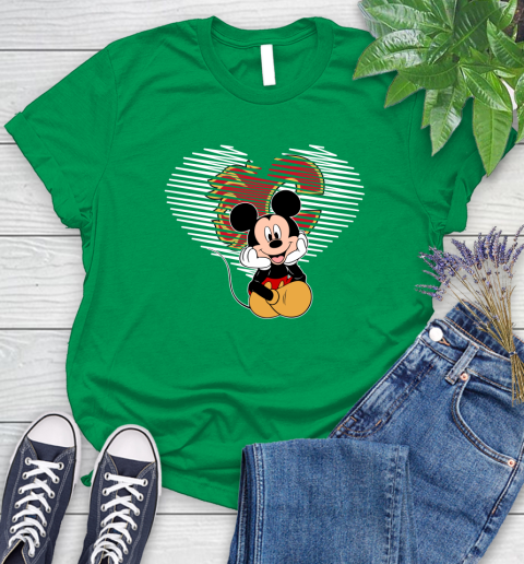 NHL Calgary Flames The Heart Mickey Mouse Disney Hockey Women's T-Shirt 9