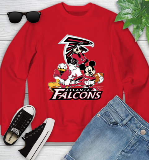 NFL Atlanta Falcons Mickey Mouse Donald Duck Goofy Football Shirt Youth Sweatshirt 8