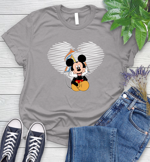 MLB Miami Marlins The Heart Mickey Mouse Disney Baseball T Shirt_000 Women's T-Shirt 5