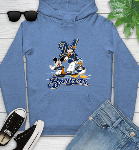 MLB Milwaukee Brewers Mickey Mouse Donald Duck Goofy Baseball T Shirt Youth Hoodie 13