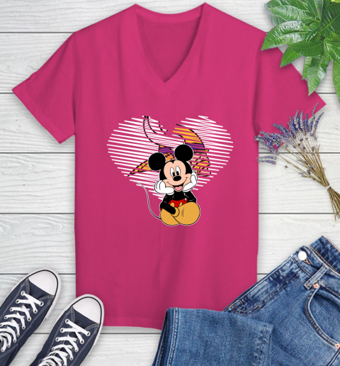 NFL Minnesota Vikings The Heart Mickey Mouse Disney Football T Shirt_000 Women's V-Neck T-Shirt 9