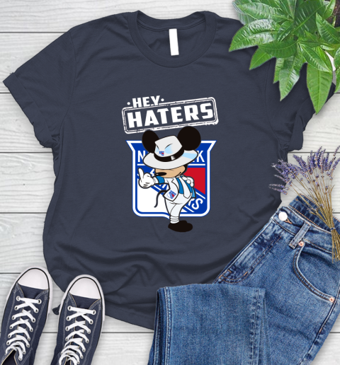 NHL Hey Haters Mickey Hockey Sports New York Rangers Women's T-Shirt 14