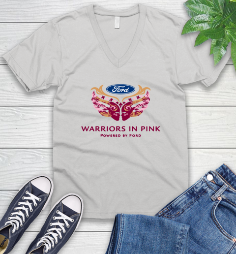Ford cares warriors in pink V-Neck T-Shirt
