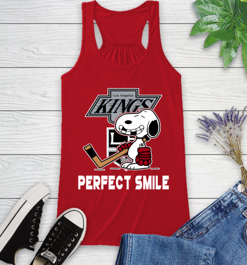 NHL Los Angeles Kings Snoopy Perfect Smile The Peanuts Movie Hockey T Shirt Racerback Tank 5