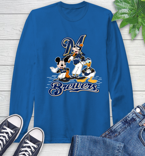 MLB Milwaukee Brewers Mickey Mouse Donald Duck Goofy Baseball T Shirt Long Sleeve T-Shirt 10