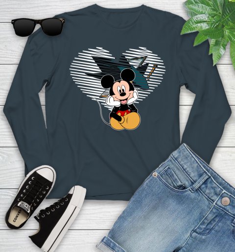 NHL San Jose Sharks The Heart Mickey Mouse Disney Hockey Youth Long Sleeve 9
