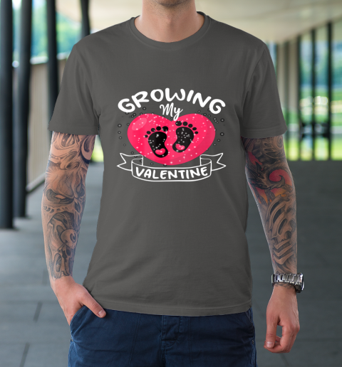 Womens Growing My Valentine literally pregnant shirt Pregnancy Wife T-Shirt 6