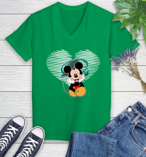 NHL Colorado Avalanche Carolina Hurricanes The Heart Mickey Mouse Disney Hockey Women's V-Neck T-Shirt 5