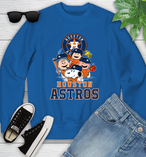 MLB Houston Astros Snoopy Charlie Brown Woodstock The Peanuts Movie Baseball T Shirt Youth Sweatshirt 7