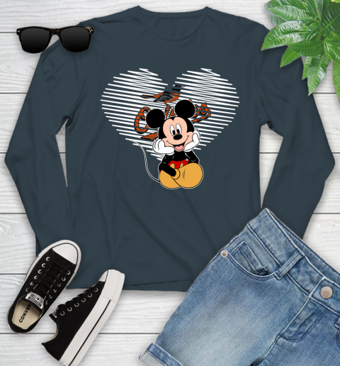 MLB Baltimore Orioles The Heart Mickey Mouse Disney Baseball T Shirt_000 Youth Long Sleeve 9