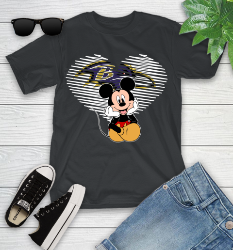 NFL Baltimore Ravens The Heart Mickey Mouse Disney Football T Shirt_000 Youth T-Shirt