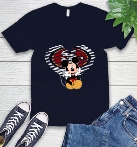 NFL San Francisco 49ers The Heart Mickey Mouse Disney Football T Shirt_000 V-Neck T-Shirt 2