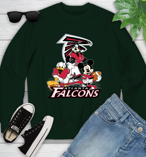 NFL Atlanta Falcons Mickey Mouse Donald Duck Goofy Football Shirt Youth Sweatshirt 9