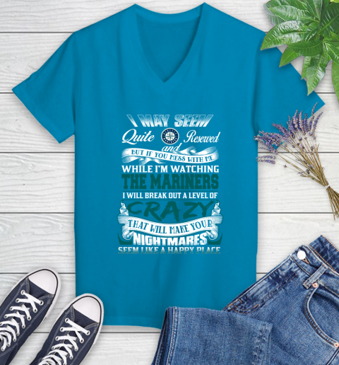 Seattle Mariners MLB Baseball Don't Mess With Me While I'm Watching My Team Women's V-Neck T-Shirt 7