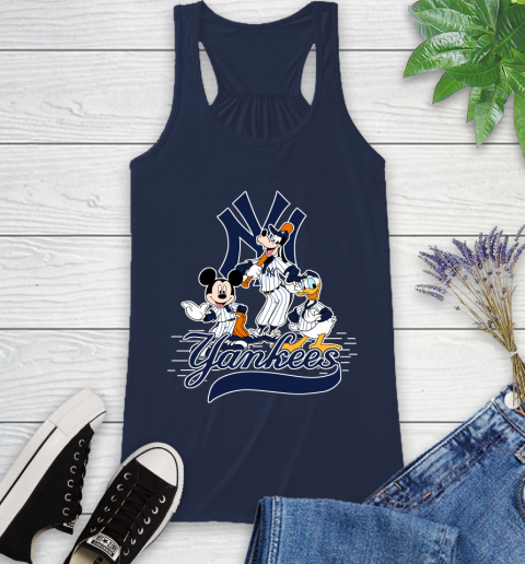 MLB New York Yankees Mickey Mouse Donald Duck Goofy Baseball T Shirt Racerback Tank 9