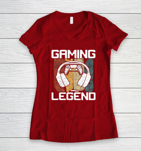 Gaming Legend PC Gamer Video Games Vintage Women's V-Neck T-Shirt 6