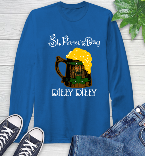 NHL Edmonton Oilers St Patrick's Day Dilly Dilly Beer Hockey Sports Long Sleeve T-Shirt 10
