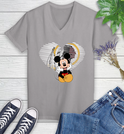 NFL Washington Redskins The Heart Mickey Mouse Disney Football T Shirt_000 Women's V-Neck T-Shirt 4