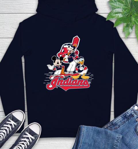 MLB Cleveland Indians Mickey Mouse Donald Duck Goofy Baseball T Shirt Hoodie 3