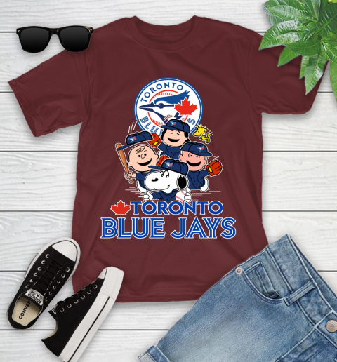 MLB Toronto Blue Jays Snoopy Charlie Brown Woodstock The Peanuts Movie Baseball T Shirt_000 Youth T-Shirt 14