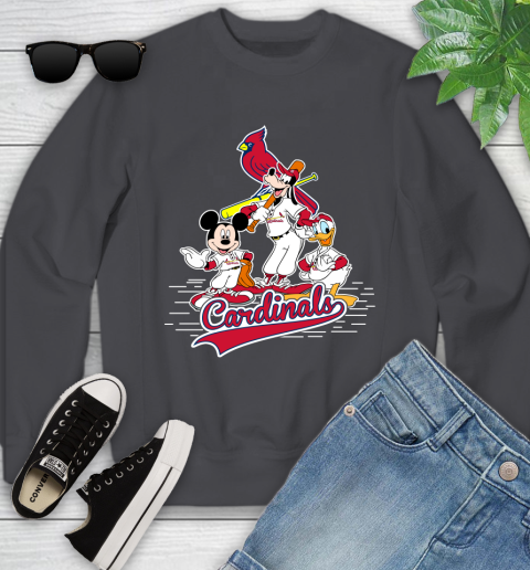 MLB St.Louis Cardinals Mickey Mouse Donald Duck Goofy Baseball T Shirt Youth Sweatshirt 5