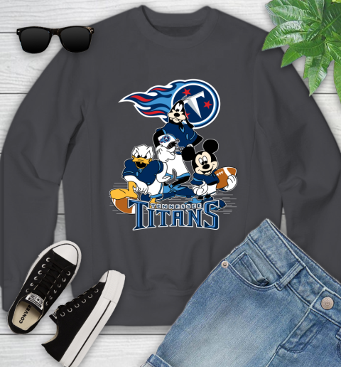 NFL Tennessee Titans Mickey Mouse Donald Duck Goofy Football Shirt Youth Sweatshirt 5