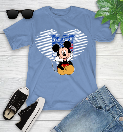 NHL New York Rangers The Heart Mickey Mouse Disney Hockey Youth T-Shirt 15