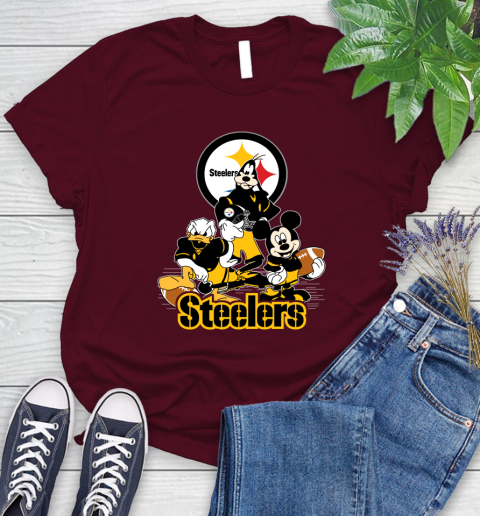 NFL Pittsburgh Steelers Mickey Mouse Donald Duck Goofy Football Shirt Women's T-Shirt 7