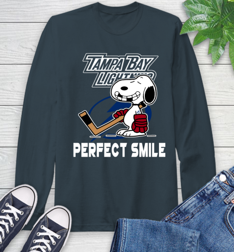 NHL Tampa Bay Lightning Snoopy Perfect Smile The Peanuts Movie Hockey T Shirt Long Sleeve T-Shirt 9