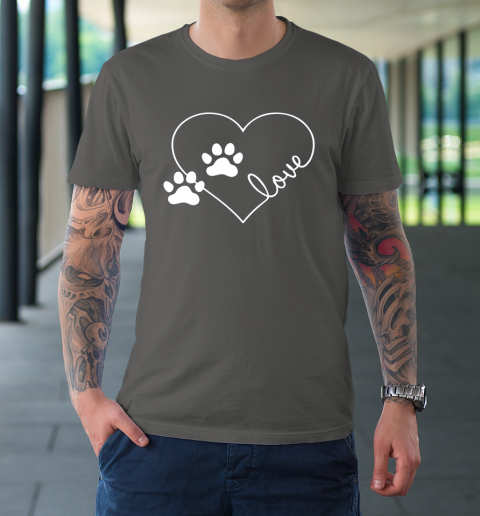 Cute Love Hearts Valentine Day Paw Print Dog Owner Dog Lover T-Shirt 14