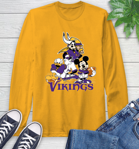 NFL Minnesota Vikings Mickey Mouse Donald Duck Goofy Football Shirt Long Sleeve T-Shirt 2