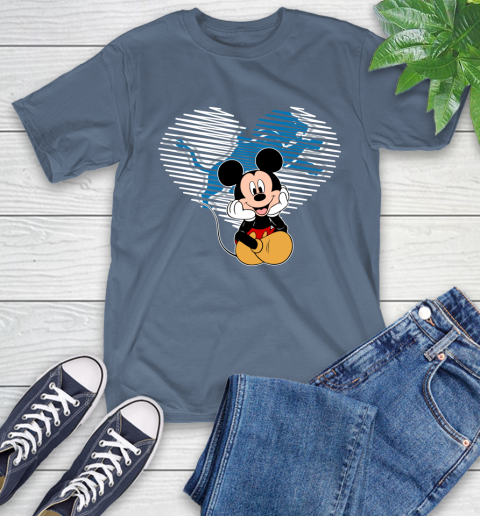 NFL Detroit Lions The Heart Mickey Mouse Disney Football T Shirt_000 T-Shirt 8