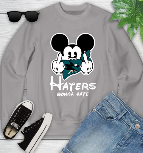 NHL San Jose Sharks Haters Gonna Hate Mickey Mouse Disney Hockey T Shirt Youth Sweatshirt 3