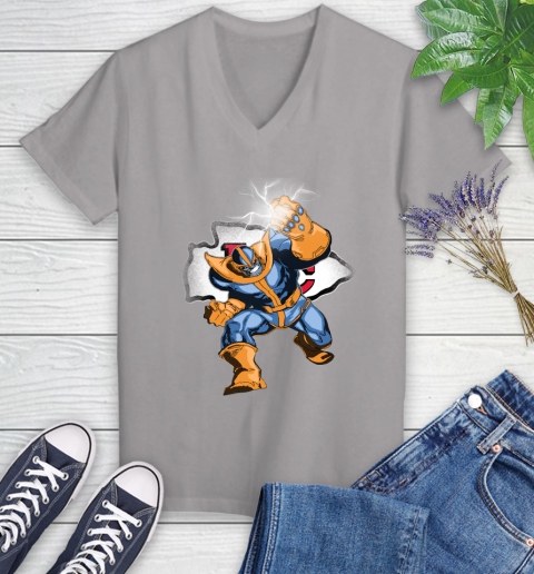 Kansas City Chiefs NFL Football Thanos Avengers Infinity War Marvel Women's V-Neck T-Shirt 4