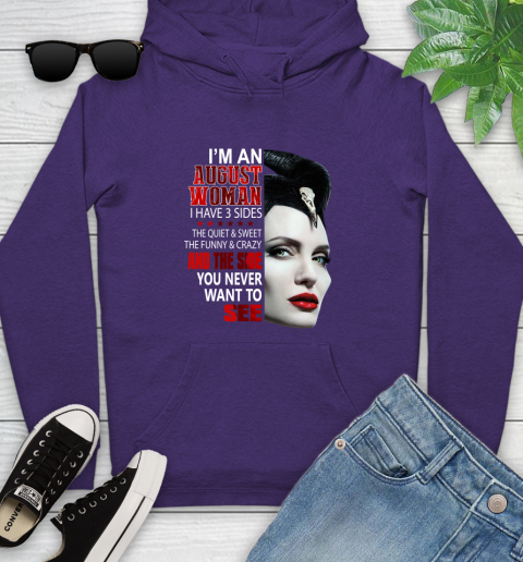 Maleficent I'm an august woman i have 3 side shirt Youth Hoodie 5
