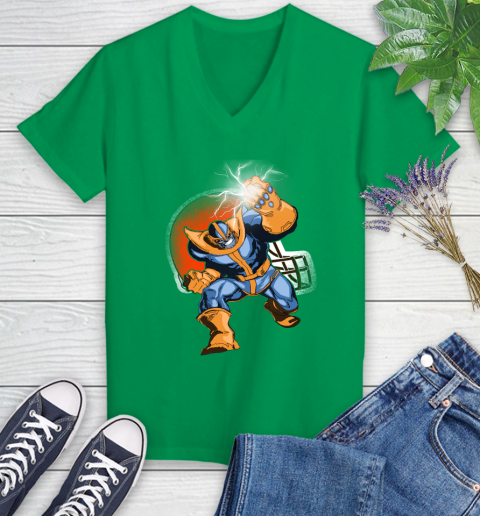 Cleveland Browns NFL Football Thanos Avengers Infinity War Marvel Women's V-Neck T-Shirt 5