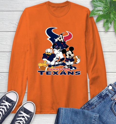 NFL Houston Texans Mickey Mouse Donald Duck Goofy Football Shirt Long Sleeve T-Shirt 4