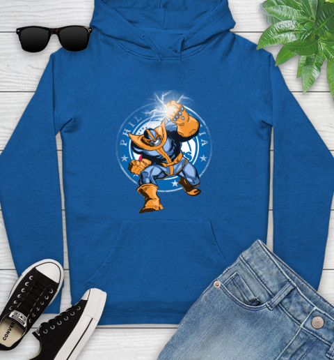 Philadelphia 76ers NBA Basketball Thanos Avengers Infinity War Marvel Youth Hoodie 11
