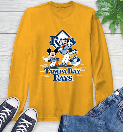 MLB Tampa Bay Rays Mickey Mouse Donald Duck Goofy Baseball T Shirt Long Sleeve T-Shirt 2