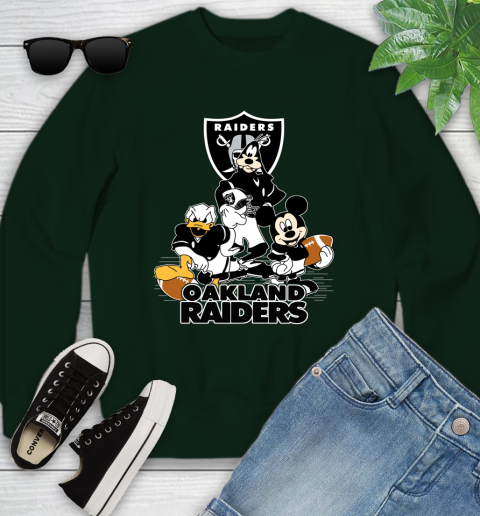 NFL Oakland Raiders Mickey Mouse Donald Duck Goofy Football Shirt Youth Sweatshirt 9
