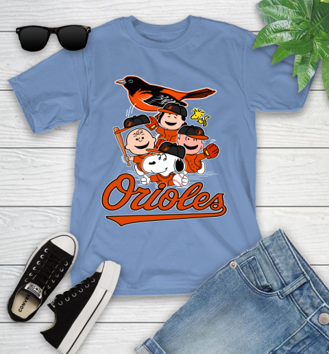 MLB Baltimore Orioles Snoopy Charlie Brown Woodstock The Peanuts Movie Baseball T Shirt_000 Youth T-Shirt 15