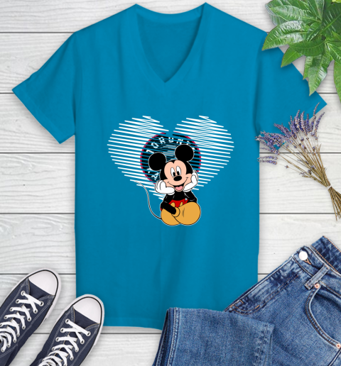 NBA Toronto Raptors The Heart Mickey Mouse Disney Basketball Women's V-Neck T-Shirt 7