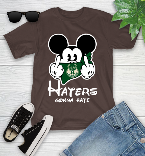 NBA Milwaukee Bucks Haters Gonna Hate Mickey Mouse Disney Basketball T Shirt Youth T-Shirt 7