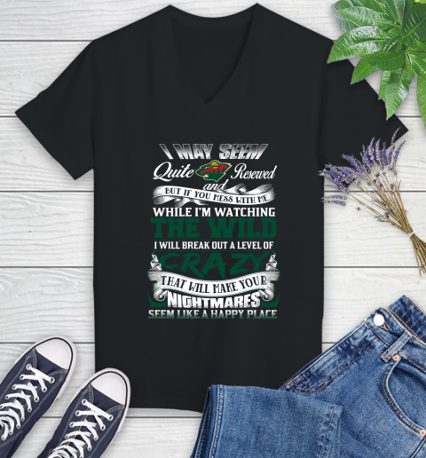 Minnesota Wild NHL Hockey Don't Mess With Me While I'm Watching My Team Women's V-Neck T-Shirt