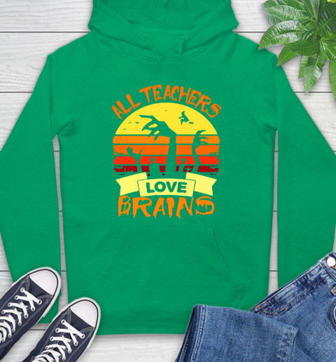 Halloween All Teachers Love Brains Sunset Hoodie 8