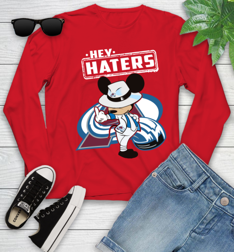 NHL Hey Haters Mickey Hockey Sports Colorado Avalanche Youth Long Sleeve 11
