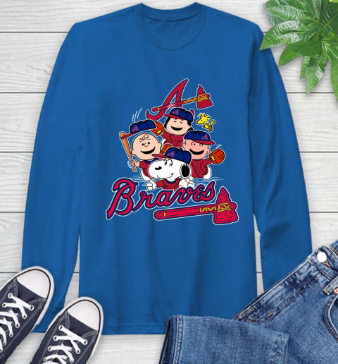 MLB Atlanta Braves Snoopy Charlie Brown Woodstock The Peanuts Movie Baseball T Shirt Long Sleeve T-Shirt 10
