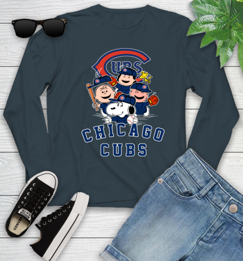 MLB Chicago Cubs Snoopy Charlie Brown Woodstock The Peanuts Movie Baseball T Shirt Youth Long Sleeve 9