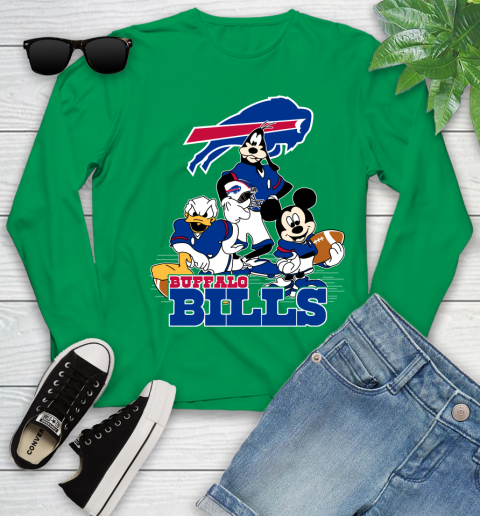 NFL Buffalo Bills Mickey Mouse Donald Duck Goofy Football Shirt Youth Long Sleeve 7