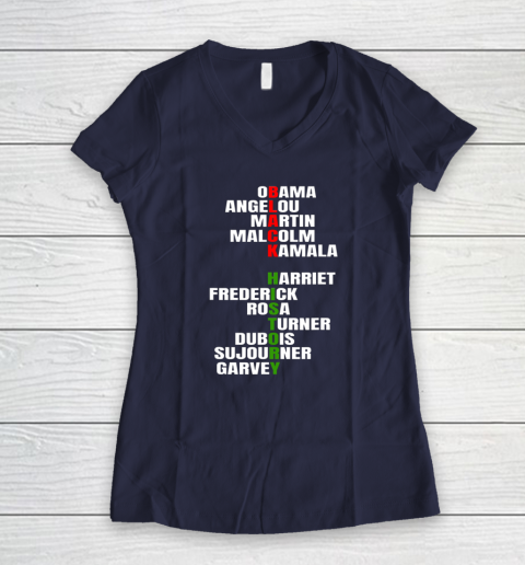 Obama Angelou Inspirational African Black History Month Women's V-Neck T-Shirt 7
